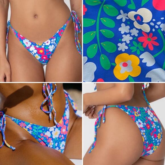 BRIGHT Maria String Bikini Bottom Small NWOT Flower Garden NWOT - Picture 1 of 13